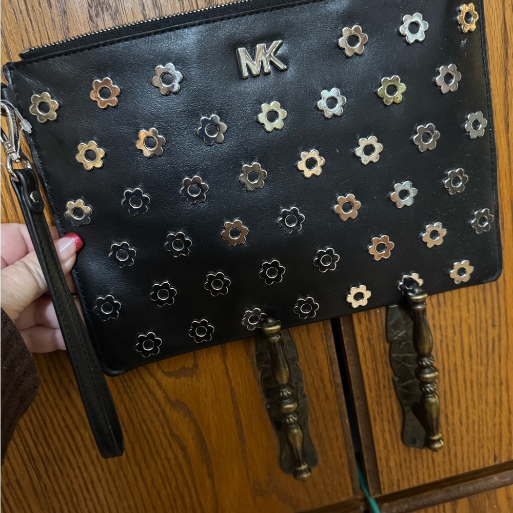 Michael Kors Black Floral Embellished Wristlet